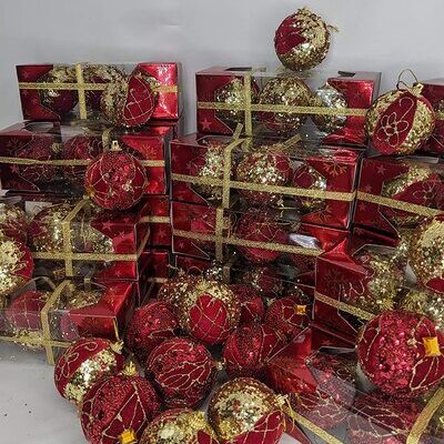 Oferta Juego 108 bolas de Navidad rojo/oro